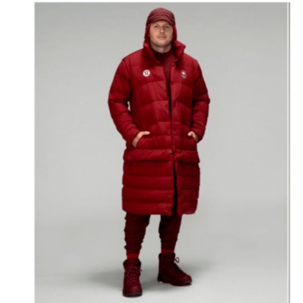 NWT Lululemon Team Canada 22 Men's Transformable Parka COC Logo Sz L Red